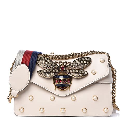 gucci white bee studded